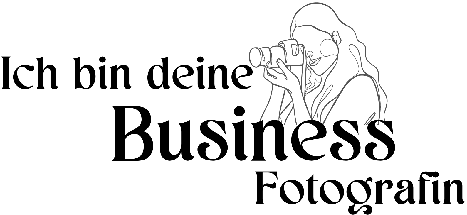 Erleben Sie die minimalistische Eleganz des Fotoshootings von Tasha Ender Photography: eine Strichzeichnung, die eine Person mit langen Haaren zeigt, die eine Kamera vor ihr Gesicht hält und durch den Sucher blickt. Dieses einfache und doch anspruchsvolle Bild mit seinen klaren Linien, die sowohl die Person als auch die Kamera darstellen, eignet sich perfekt für ein LinkedIn-Geschäftsporträt oder ein Porträtfoto.